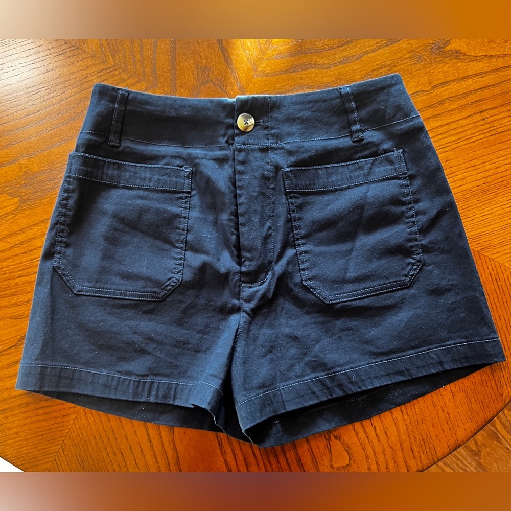 Anthropologie Maeve black High-Waist Cotton Shorts